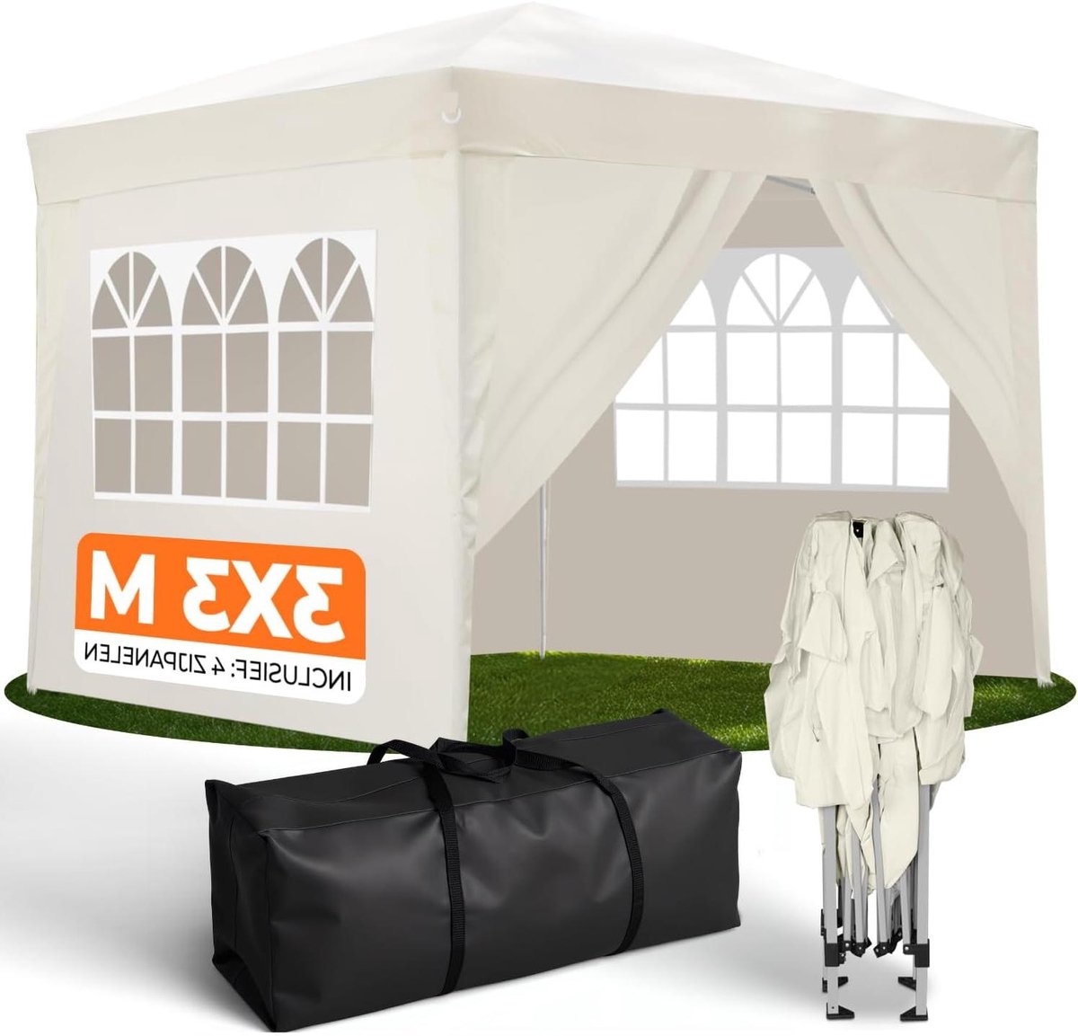 Pop-up Paviljoen - Feesttent Vouwtent - Buitenfeest Organiseren - Waterdicht Ontwerp - 3 x 3 meter - Champagne