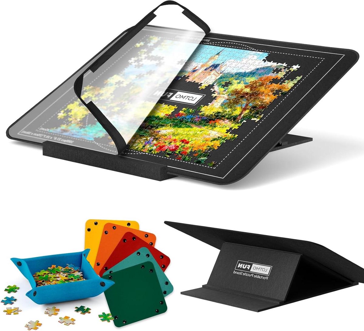 Puzzelbord Puzzelhouder - Puzzelmat Opbergplank - Puzzels Maken - Voor 1000 Stukjes - 81 x 56 cm - Grijs