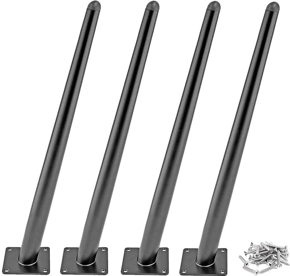 4 stuks schuine tafelpoten, Metalen Kegel Meubelpoten,Roestvrij staal,Zwart geverfd 72 cm hoog,Met beschermkussen geruisloze vervanging Voor werkbank/ontbijtbar/eettafel