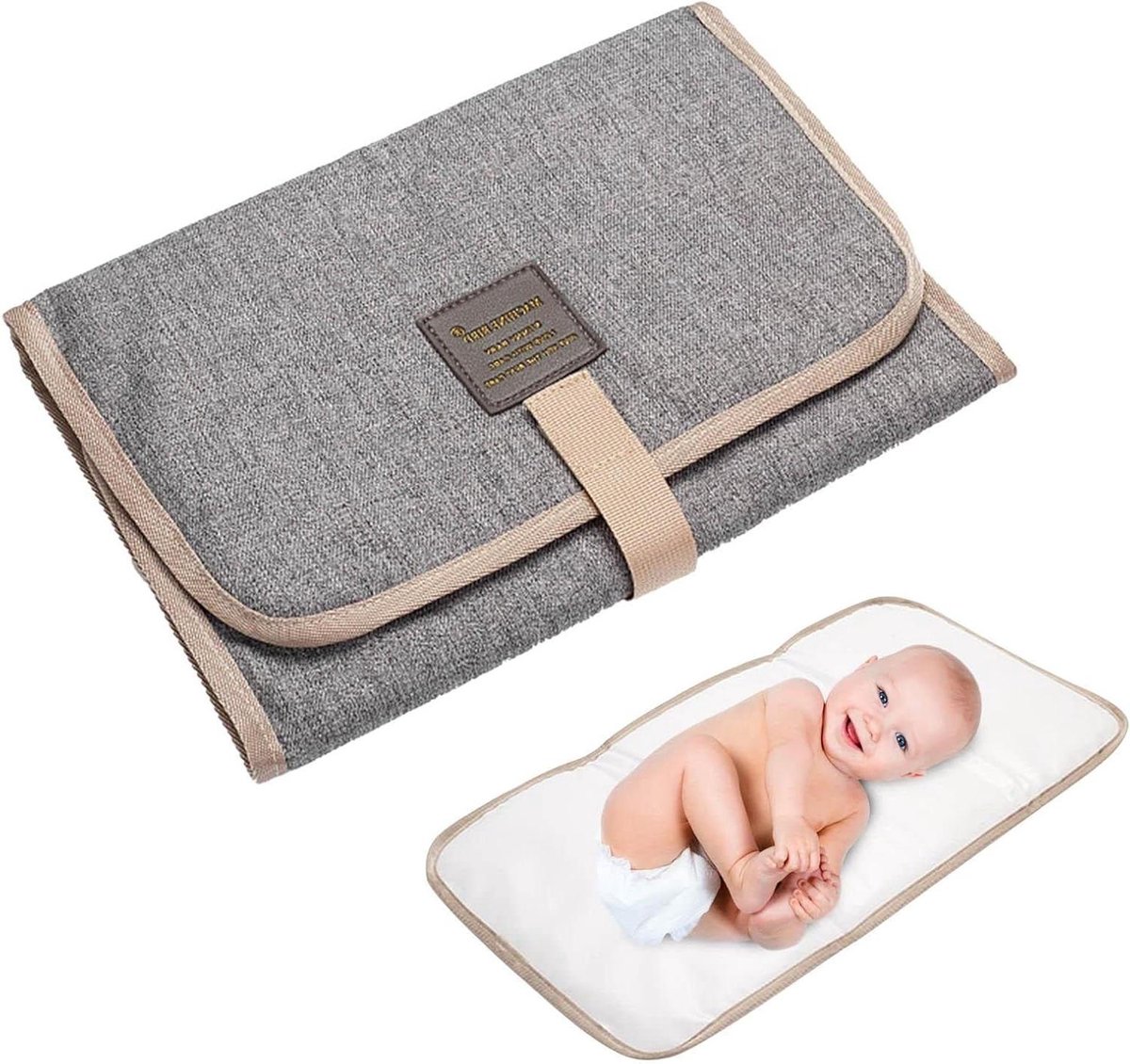 Verzorgingsmat Baby - Verschoningsmat Opvouwbaar - Onderweg Luiers Verschoon - Waterdicht Vuilafstotend - Compact Ontwerp - Grijs