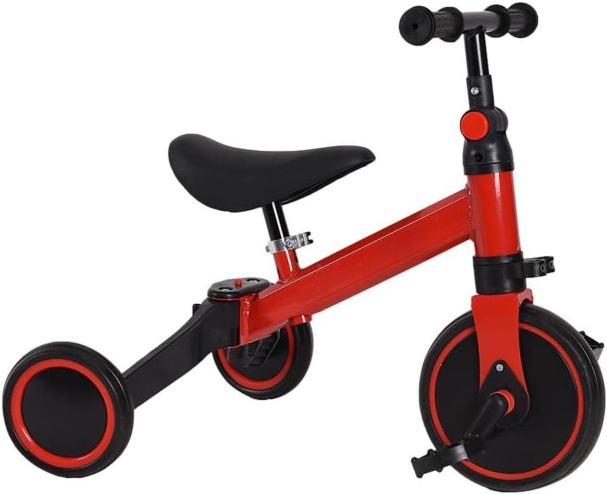 Kinderdriewieler - Loopfiets Peuter - Leren Balanceren - Twee Gebruiksmodi - 18 maanden - 4 jaar - Rood