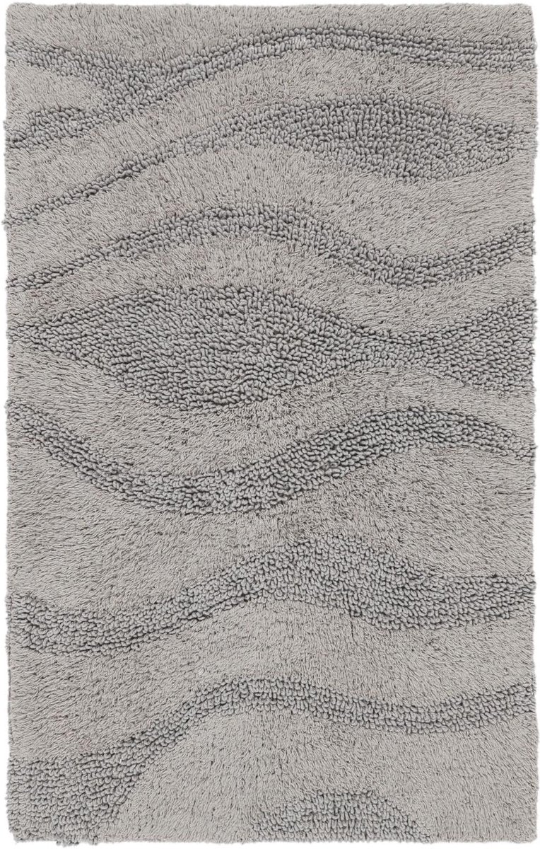 Badmat, Moderne, 50 x 80 cm, Rechthoekig, Laagpolig, Woonkamer, Slaapkamer, Hal, Machinewas, Grijs