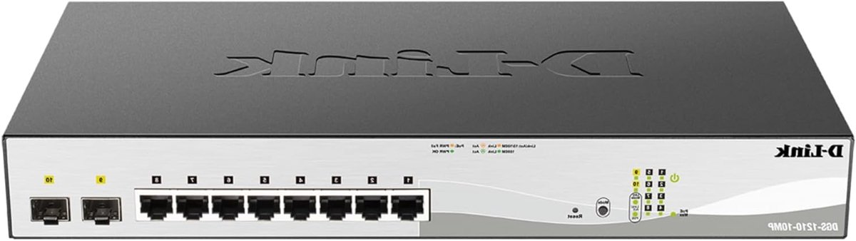 Netwerk Switch - Gigabit Switch Managed Switch - Bedrijfsnetwerk Uitbreiden - PoE+ Ondersteuning - 10 Poorten - Zwart