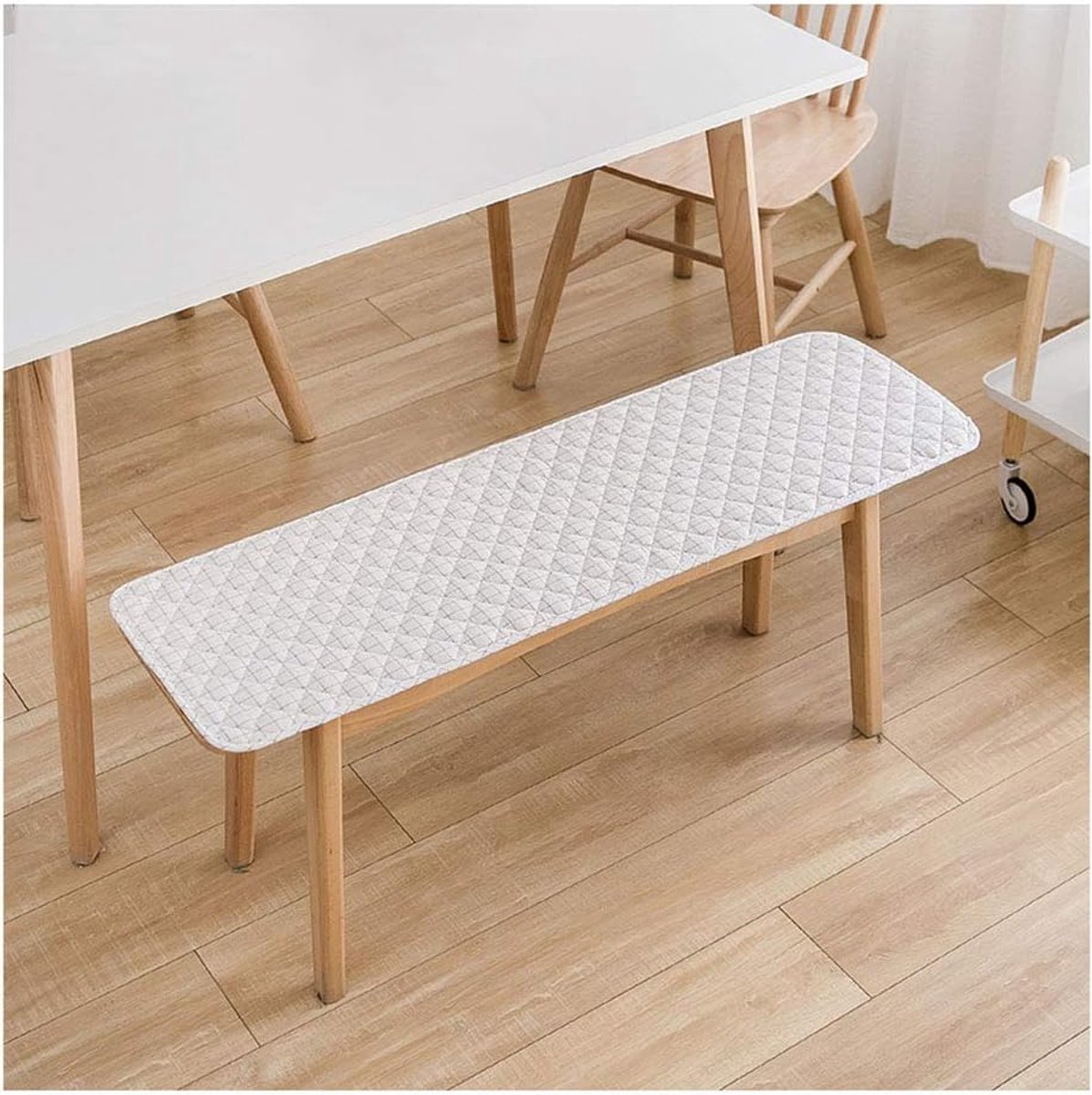 wangk Rechthoek Bank Kussen,ultra zachte niet-slip Seat Pad Verdikte Sponge Bench Pad Voor Indoor Outdoor Tuin Bank Patio Pad Bench Meubels Outdoor 2 Seater Kussen-Wit 120×40cm (47×15in)