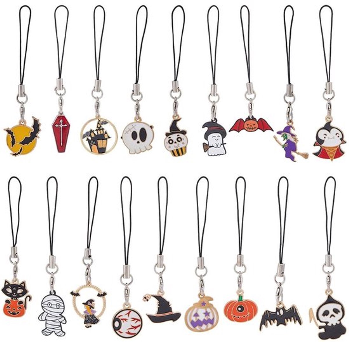 Dailygoody - Halloween Telefoonbandjes - 18x Nylon Koord - Geest