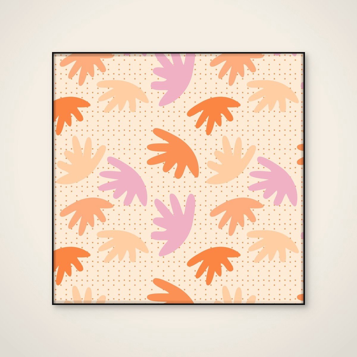 Akoestisch schilderij - 80 x 80 cm - Organic Pastel Dot Pattern van Dina Dankers - Geometrische wanddecoratie - zwart textielframe