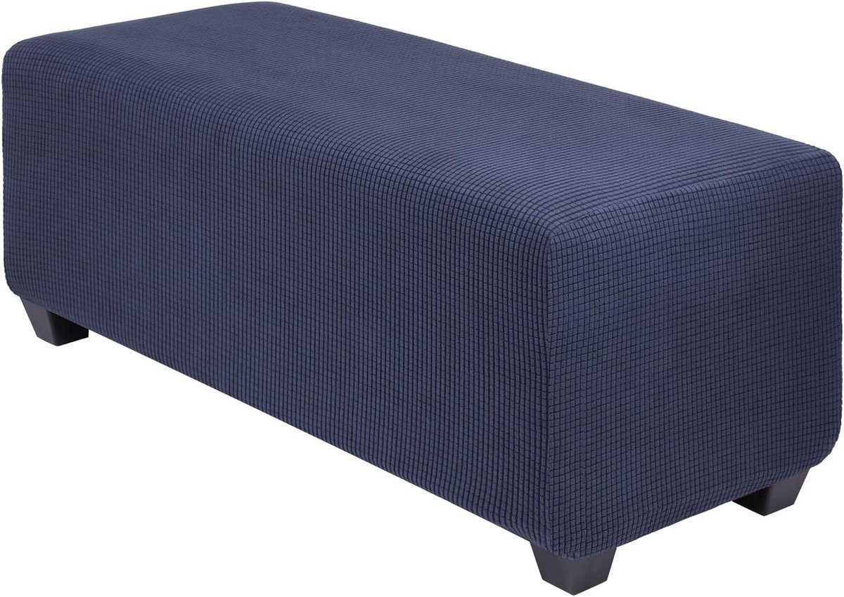 Voetenbankhoes Rekbaar - Poef Overtrek - Meubels Beschermen - Elastische Band - 38 x 50 x 35 cm - Marineblauw