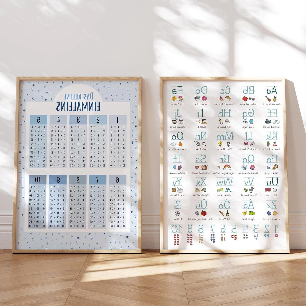 Leerposters Set - Alfabet Posters - Kinderen Leren - Premium Mat Papier - A4 Formaat - Blauw