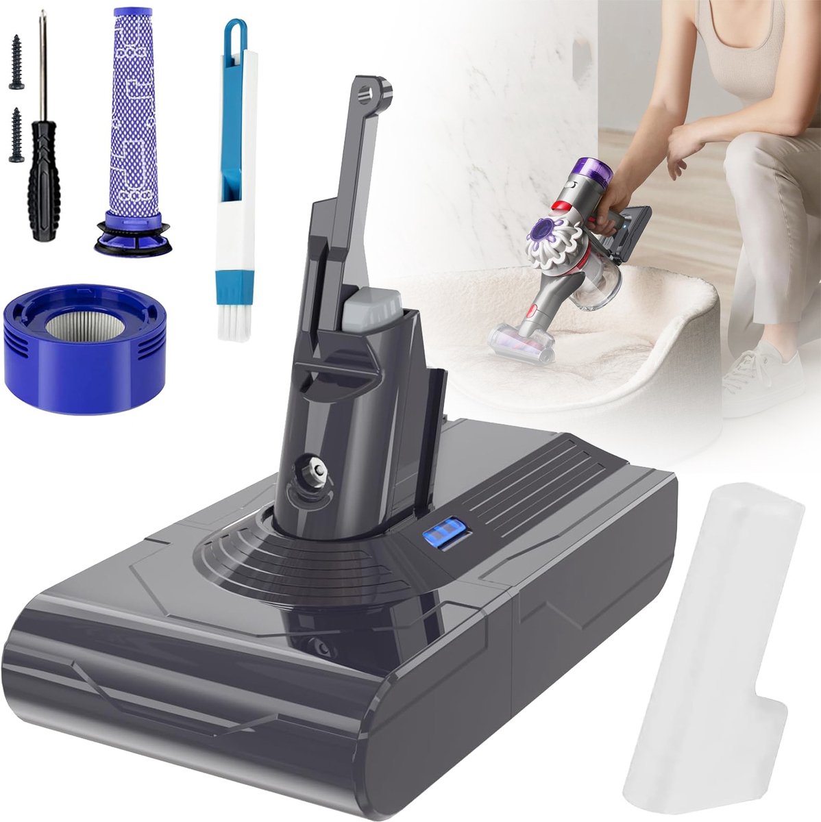 6000mAh Accu Voor Dyson V8 - Vervangende Accu Voor De V8 Sv10 Stofzuiger - Vacuümbatterij