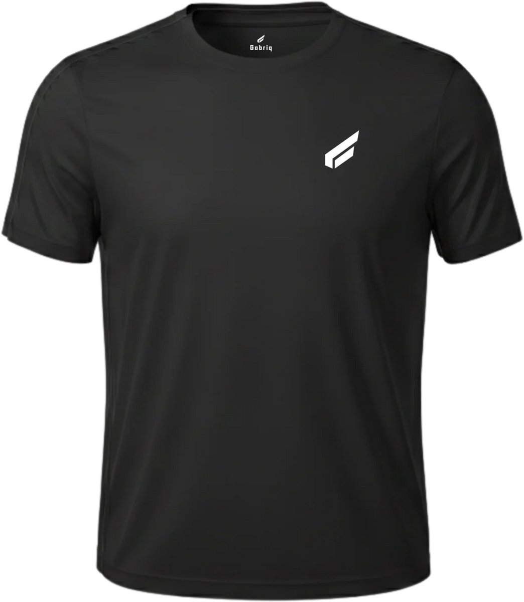 Gabriq Performance Sportshirt Heren Zwart – Sneldrogend & Ademend – Padel, Tennis & Fitness