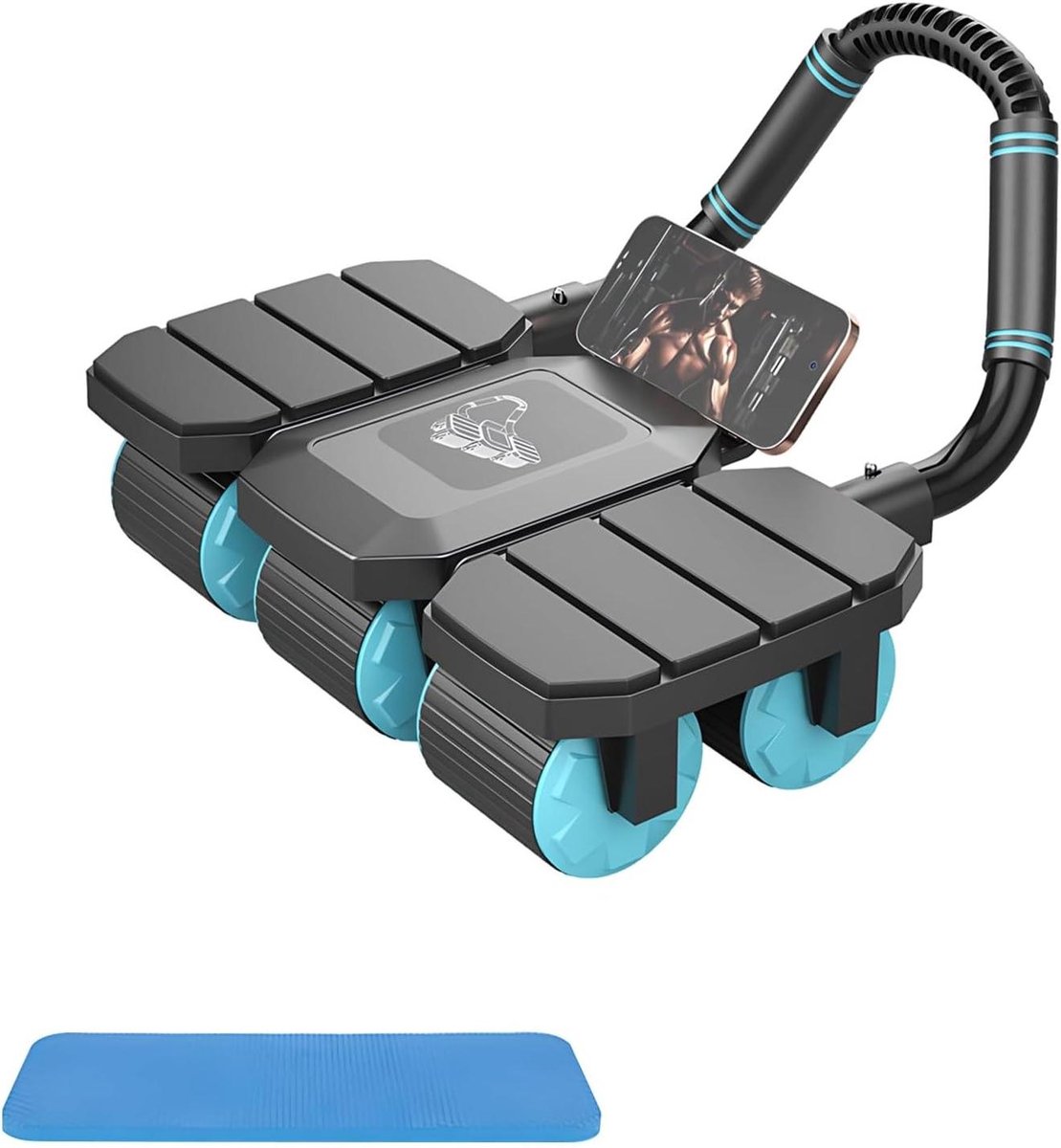 Buikspierwiel - Core trainer - Krachtige training - Automatische rebound - 40 cm breed - Blauw