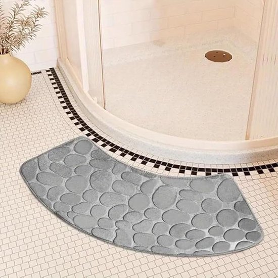 Gebogen Badmat - Douchemat Antislip - Veiligheid in Bad - Zacht Absorberend - 30x60x100cm - Zwart — afbeelding 2