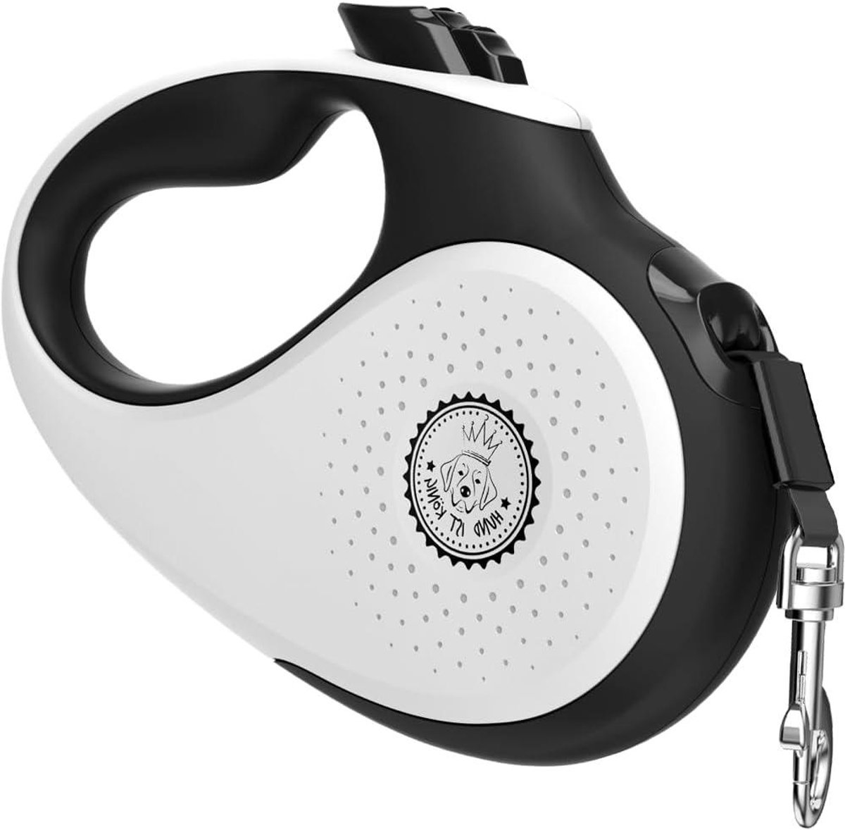 Uittrekbare Hondenlijn - Rollijn Hond - Dagelijks Wandelen - Ergonomische Grip - 5 Meter - Wit Zwart