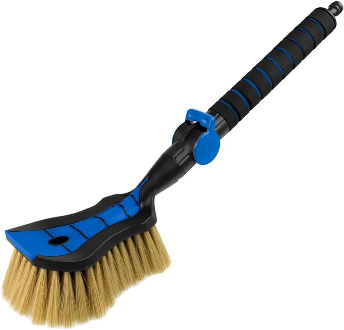 Autowasborstel met Waterslang Aansluiting - Wasborstel Auto - Auto Grondig Reinigen - Zachte Borstelharen - 54 cm - Blauw