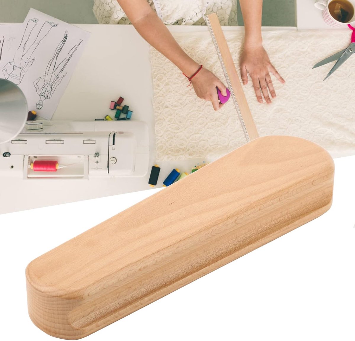 Houten Kleermakers Klepel - Strijkplank Naaigereedschap - Stoffen Strijken - Gemaakt van Beukenhout - 24 x 6 cm - Niet gespecificeerd