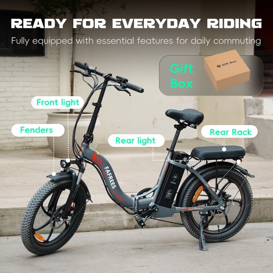 Fafrees F20 Opvouwbare Elektrische Fiets - 20" Vetbanden, 36V 18Ah Accu, 120km Bereik, 7-Speed Shimano, Dubbel Geveerd van FAFREES — afbeelding 2