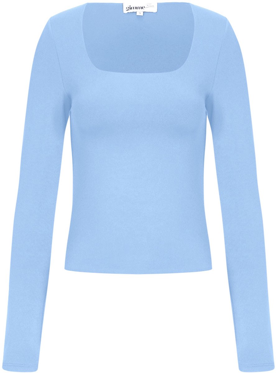 Comfortabele Gebreide Nylon Dames Top met Lange Mouwen - Blauw - Maat XS