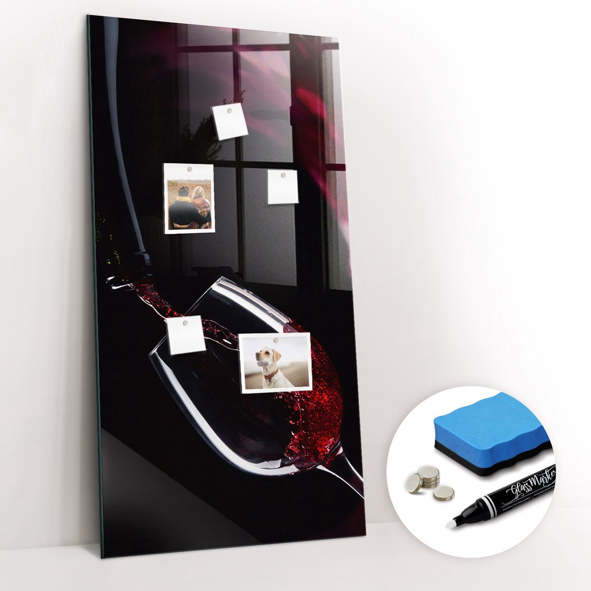 Tulup Whitebord - Gemorste wijn - 60 x 120 cm - Rood Memobord Magnetisch - Gratis 5 Sterke Magneten + Whiteboard Marker & Wisser - Organizer Muur - Memo Bord - Notitiebord Werkplek