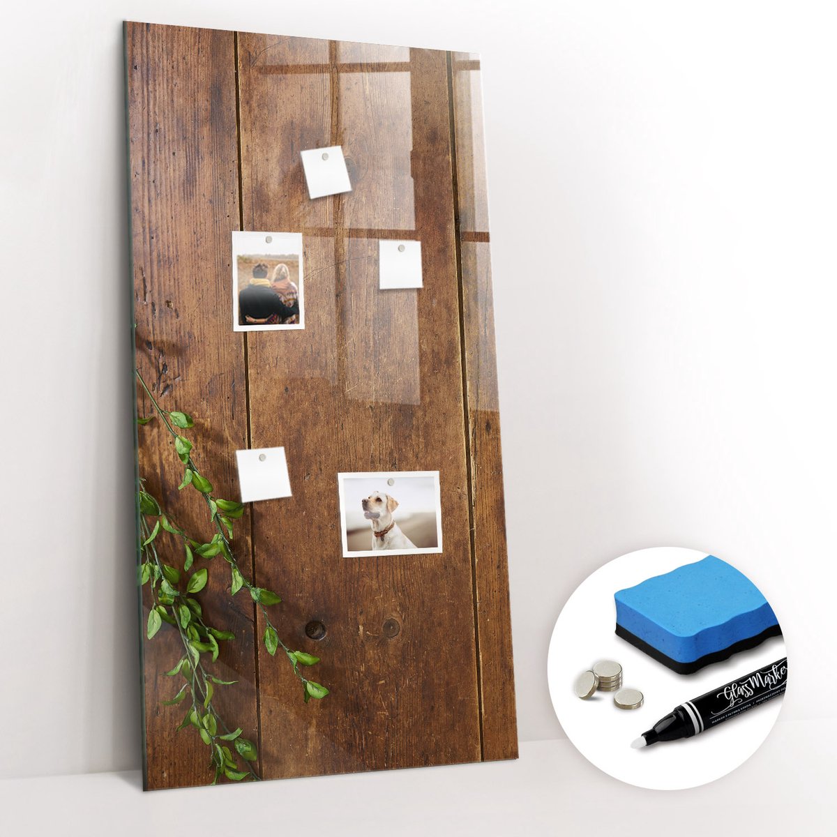 Tulup Whitebord - Rustiek hout - 60 x 120 cm - Bruin Magnetisch Wandbord - Gratis 5 Sterke Magneten + Whiteboard Marker & Wisser - Industrieel Wandbord - Magneetbord Rechthoekig - Planning Muur