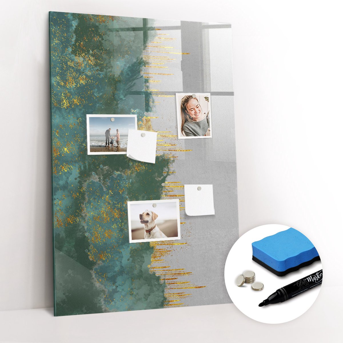 Tulup Whitebord - Decoratief ornamentpatroon - 60 x 90 cm - Veelkleurig Magneetbord Keuken - Gratis 5 Sterke Magneten + Whiteboard Marker & Wisser - Wanddecoratie Kantoor - Memobord Keuken - Ideeënbord Thuiswerkplek
