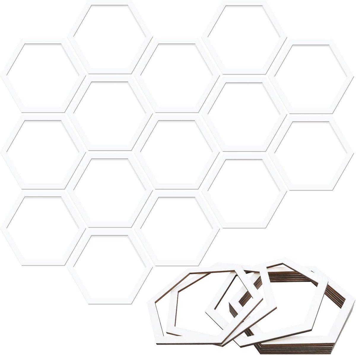 15 Stuks Houten Honingraatdecoratie Houten Zeshoekige Muur Honingraat Houten Muurdecoratie voor Honingbij Baby Shower Verjaardag Party Thuis Huwelijk DIY Decoratief