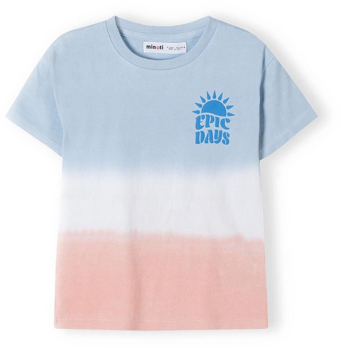 Minoti t-shirt jongens met dip-dye print - 100% katoen - blauw