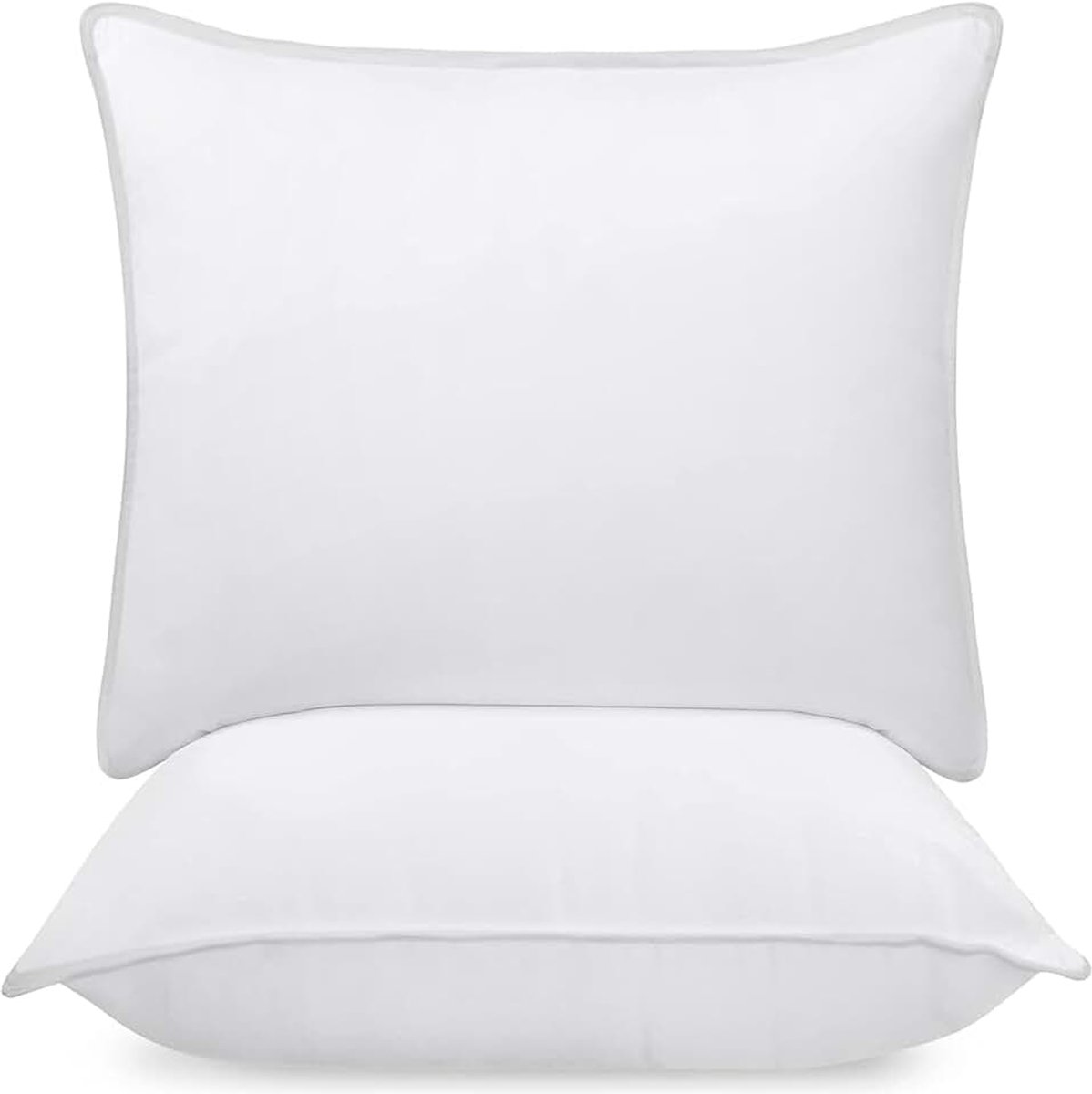 Bedding Premie Kussen (Set van 2), 80 x 80 cm Beddenkussens, Zachte Stof met Holle Vezelvulling (Wit)