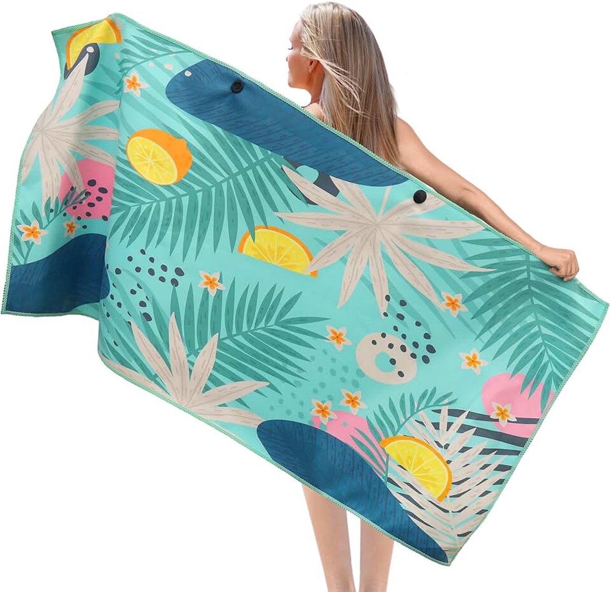 Saunahanddoek, 90 x 180 cm, badhanddoek van hoogwaardig katoen, groot, compact en sneldrogend, sauna voor strand, camping, zwemmen, badkamer, outdoor-reizen