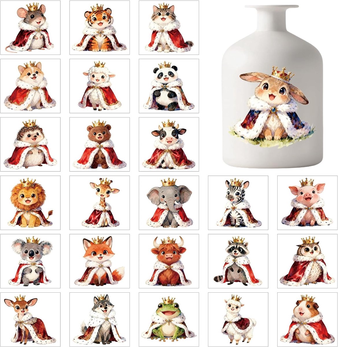 25 vellen retro lantaarnstickers met dierthema voor potten schattige stickers voor dieren zelfklevende lantaarns voor creatieve vrije tijd