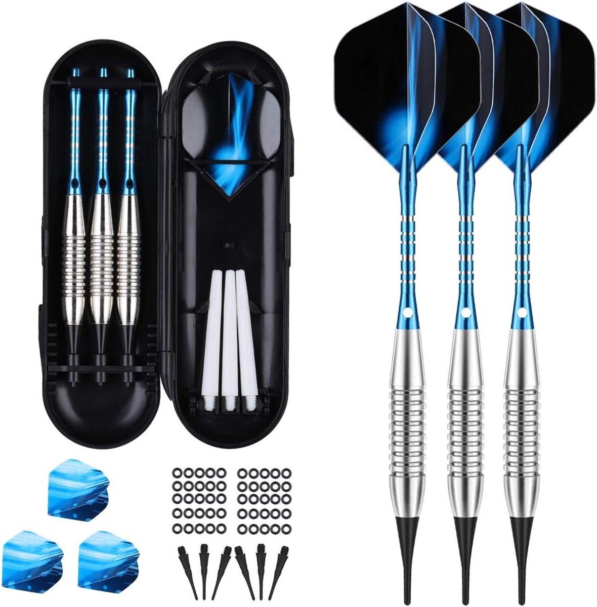 Zachte Pijltjes Set - Dartpijlen Set - Elektronisch Darten - Vernikkelde Vaten - 18 Gram - Blauw