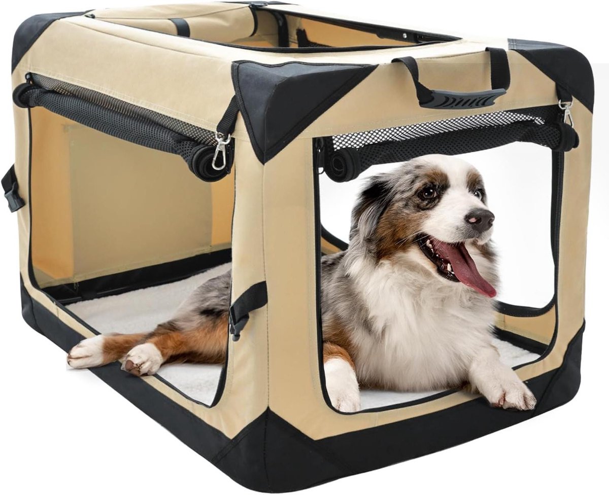 Honden Bench - Reismand - Veilig Vervoer - Opvouwbaar Design - 91 x 64 x 64 cm - Beige
