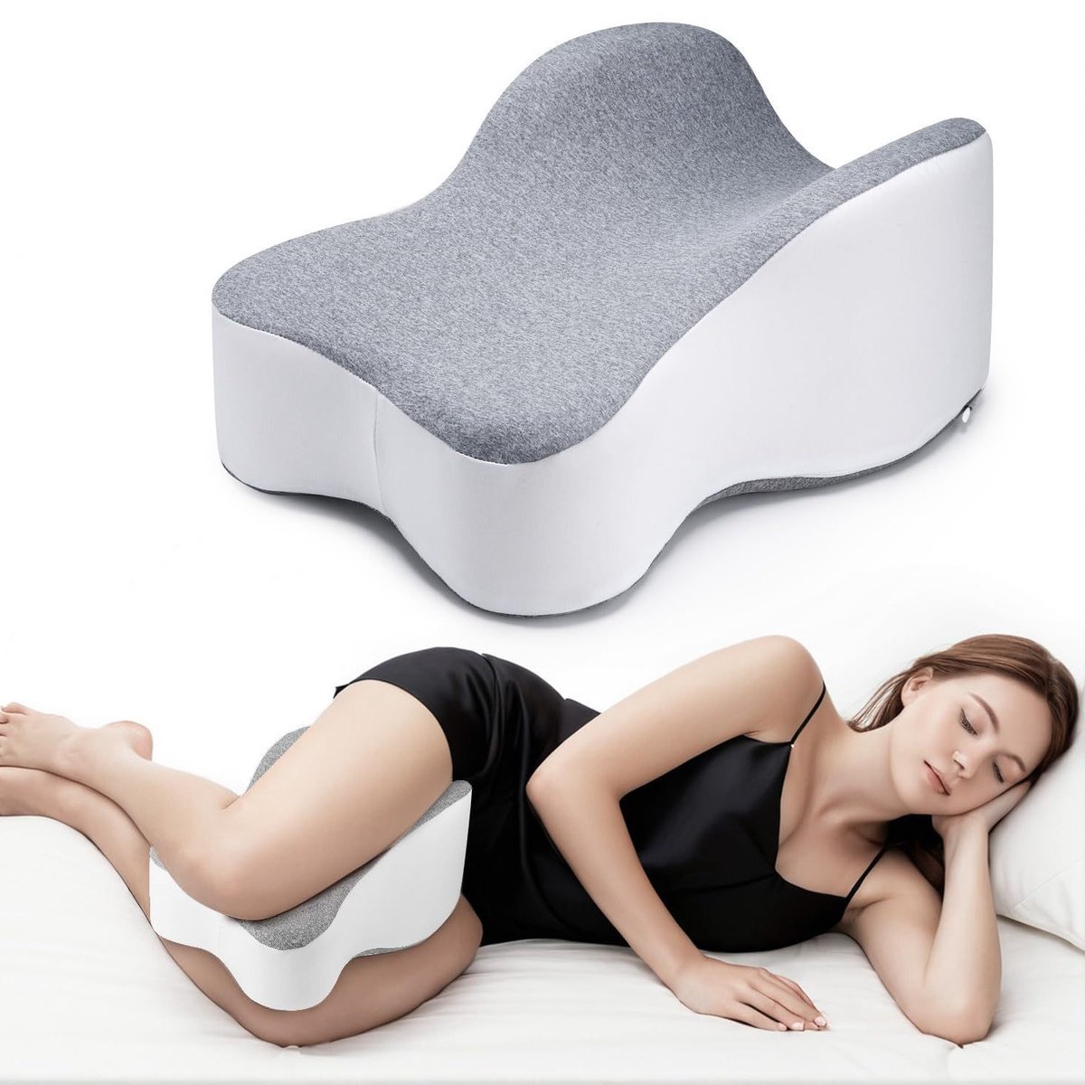Kniekussen - Beenkussen Zijslaper - Ergonomisch - Orthopedisch - Traagschuim - Zonder Bandjes - 35x25x13CM - voor Zijslapers