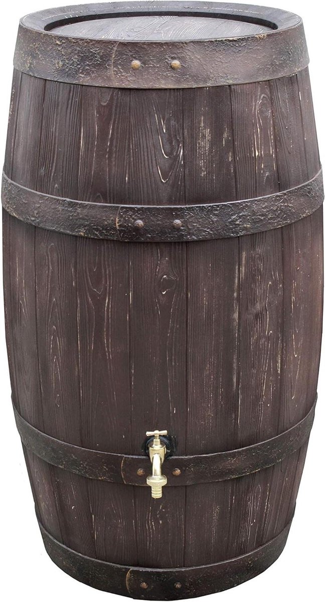 Regenton Rond - Regenvat Barrique - Water Opslag - Niet te onderscheiden wijnvat - 250 liter - Donkerbruin