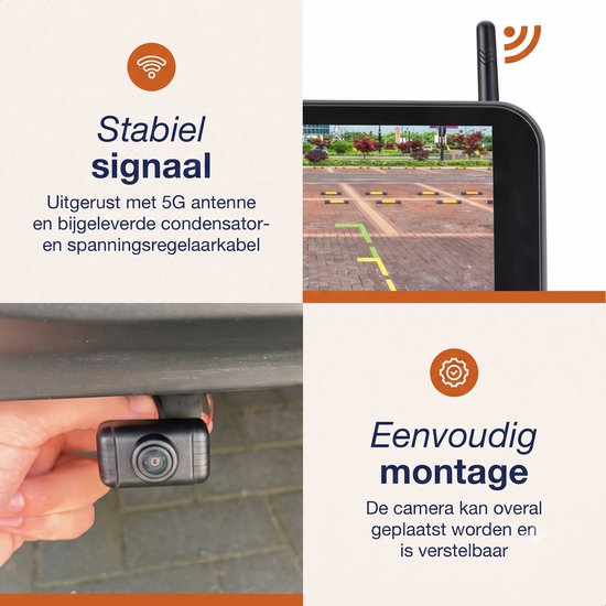 MasonPro Achteruitrijcamera Set - Draadloos - Achteruitrij Camera voor Auto, Bus, Camper, Caravan Vrachtwagen en Landbouw - IP69 Waterdicht - IR Nachtzicht 20 M - 7 Inch van MasonPro — afbeelding 4