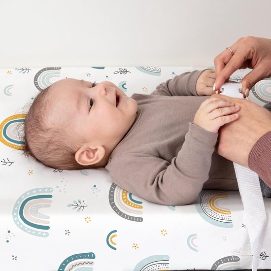 Aankleedkussenhoezen Baby - Luierwissel Hoezen - Comfortabel Verschoonmoment - Ultra Rekbaar Zacht - 2 Stuks - Regenboog Sterren — afbeelding 2
