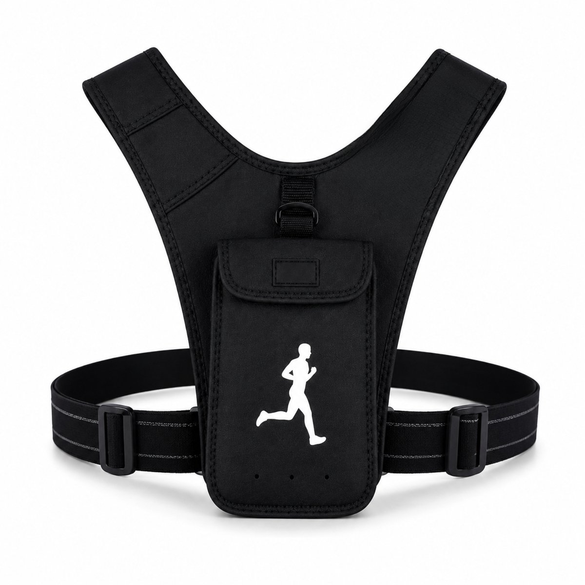 Teedz Sport Borstharnas met Telefoonhouder – Hardloopvest – Telefoonhouder Borst – Hardlopen, Fietsen & Wandelen – Universeel – Zwart