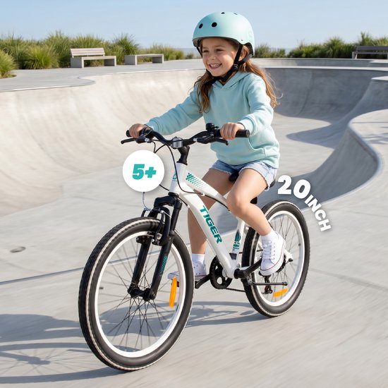 Tiger Bike Kinderfiets voor jongens van 6 tot 10 jaar, 20 inch Wit Groen, wielmaat te kiezen uit 6 versnellingen Shimano, in hoogte verstelbaar van Tiger Bike — afbeelding 4