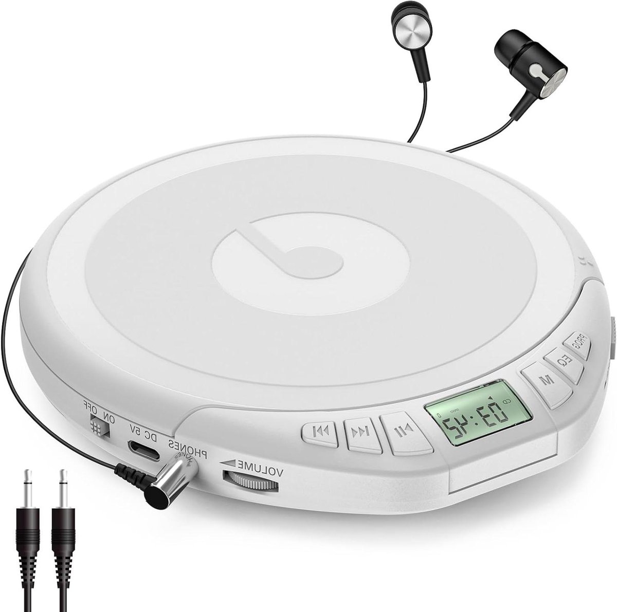 Draagbare CD Speler - Muziek Speler - Muziek Luisteren - Anti-Skip Bescherming - LCD Scherm - Wit