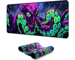 Gaming Muismat Octopus - Desk Pad Neon - Gaming Setup - UV Reactief Ontwerp - 80 x 30 cm - Zwart
