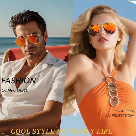 Polarized Aviator Zonnebril - UV400 Bescherming - Vintage Pilot Stijl voor Heren en Dames van GHZ Glasses — afbeelding 2