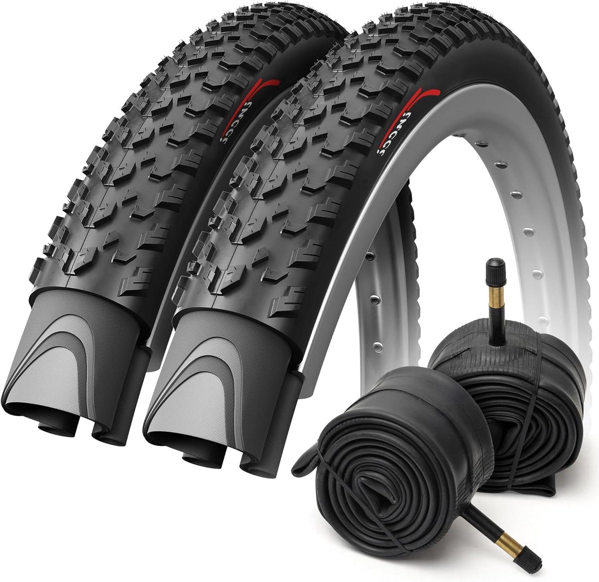 Mountainbikebanden Set - Fietsbanden Binnenbanden - All-terrain Fietsen - Opvouwbaar Kevlar Versterkt - 275 x 210 inch - Zwart