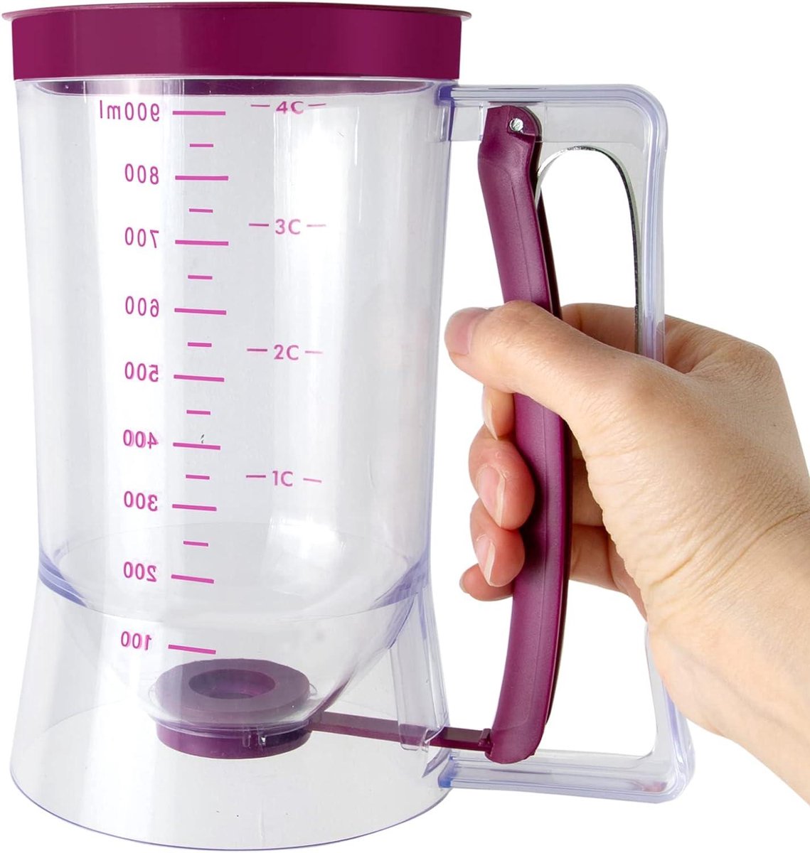 Beslagdispenser - Pannenkoekenmaker Wafelmaker - Bakken van Snacks - Met Maatschaal - 900 ml - Paars