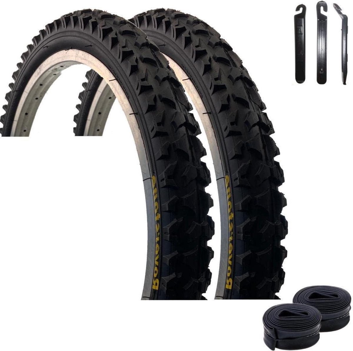 Fietsbanden Set - Fietsmantels Binnenbanden - Fietsen Onderhouden - Inclusief Bandenlichter - 20 inch 57-406 - Zwart