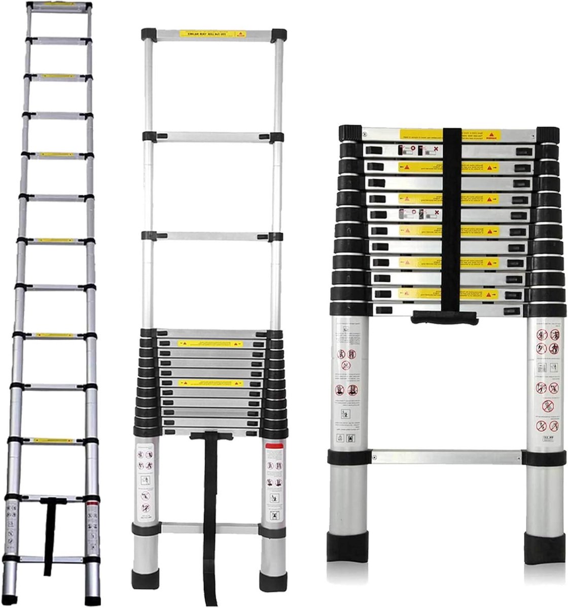 Telescopische Ladder - Uitschuifbare Ladder - Huishoudelijk Werk - EN131 Standaard - 38 m - Aluminium