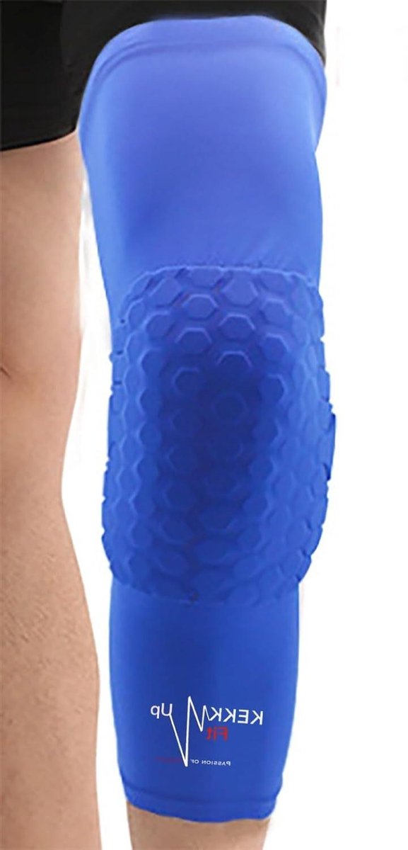Basketbal Kniebeschermers - Compressie Beenwarmers - Sport Bescherming - Honingraat Vorm - Standaard Maat - Blauw