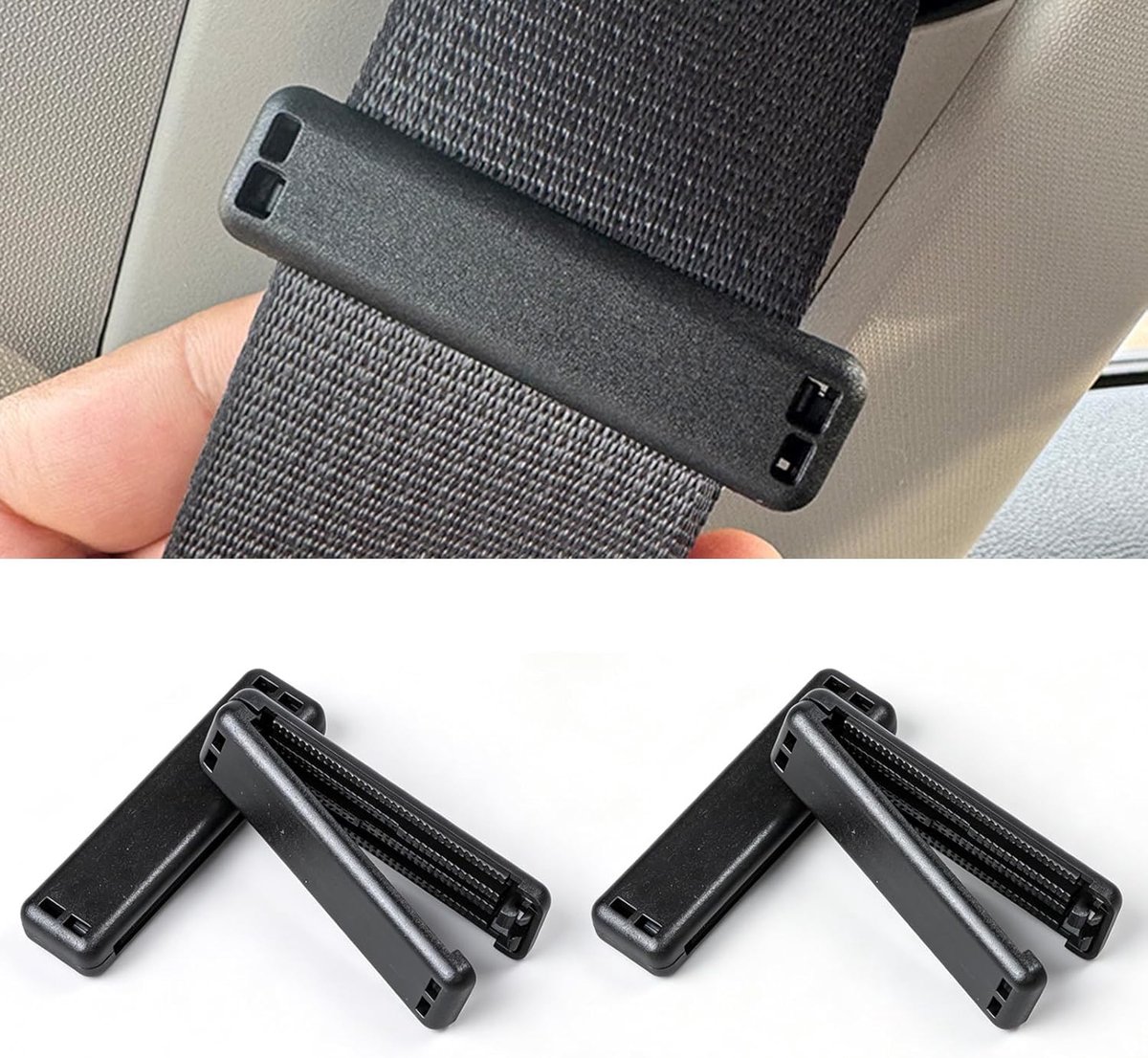 Veiligheidsgordelklem voor auto, 4 stuks autogordelgespen, universele veiligheidsgordelversteller voor auto, universele veiligheidsgordelversteller voor auto, voor sedans, SUV's, vrachtwagens