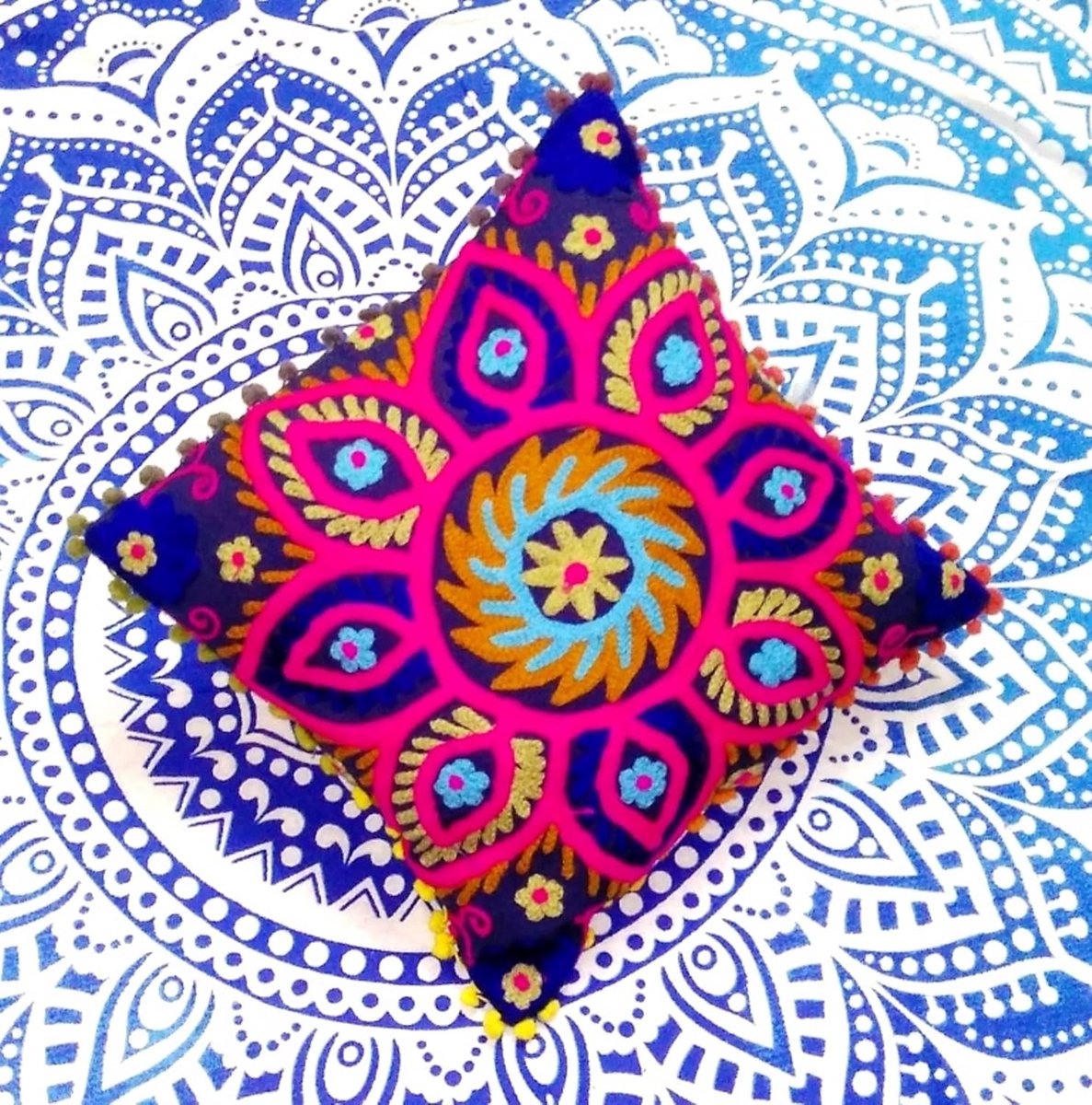Cusion Cover, geborduurde kussenhoes, maat 16 X 16, Boho Cusion Cover, meerkleurig, decoratieve sierworp cosuins (5)
