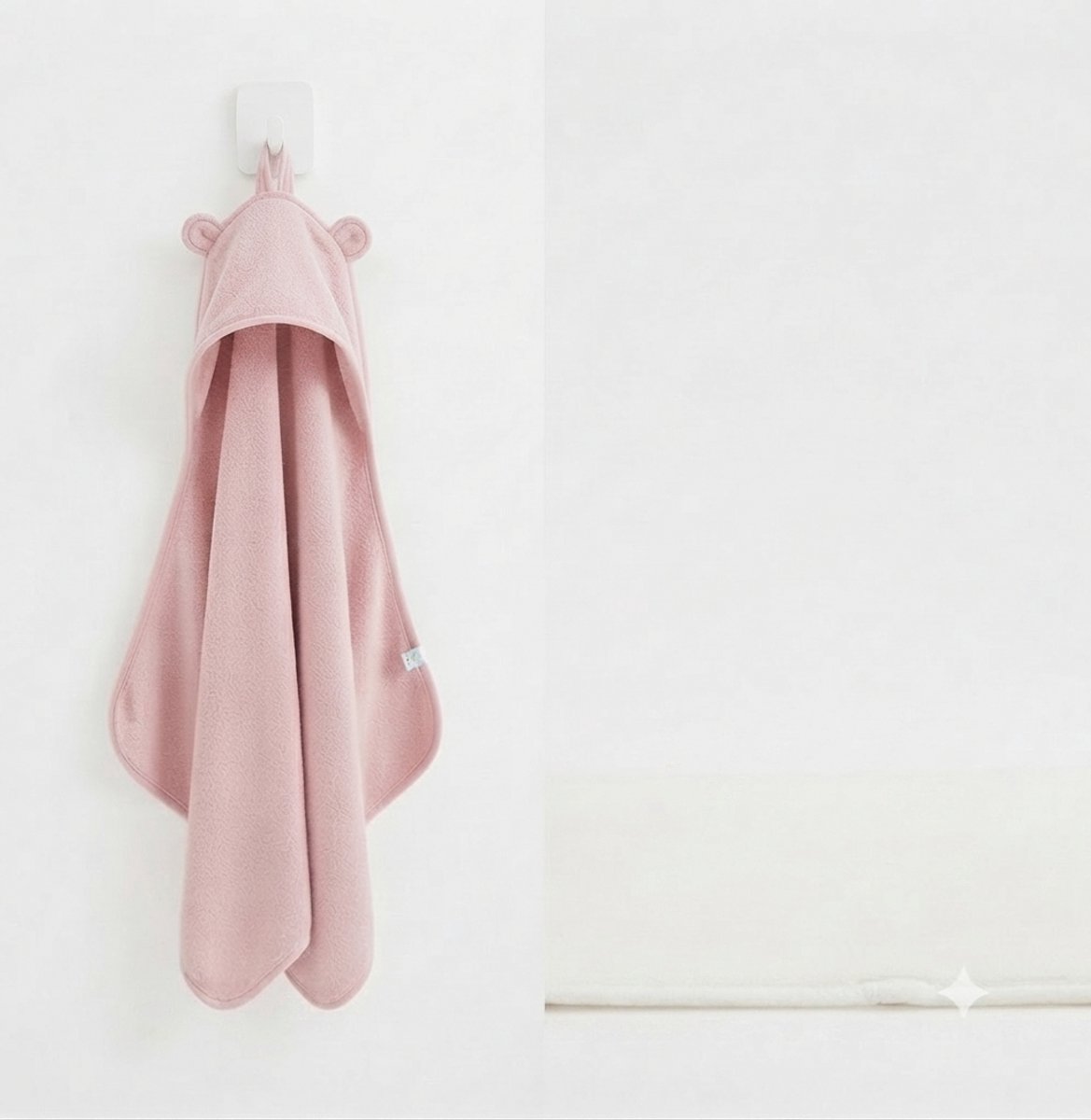 Livatto Babybadhanddoek met Capuchon 75x75 cm - Zachte Bamboe Handdoek - Pioenroos