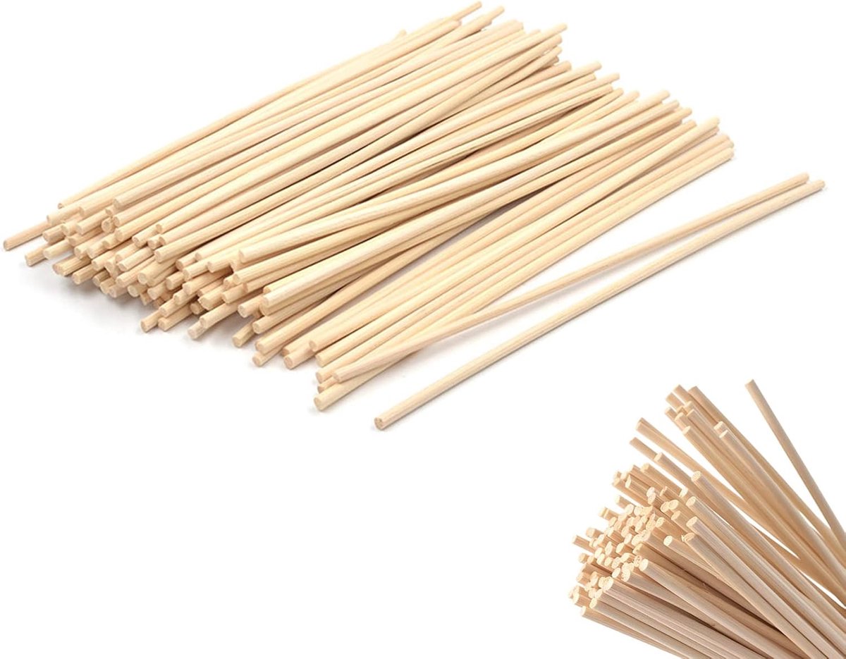 100 stuks pedaalrietstaafjes, vlechtmateriaal, rotanstaafjes voor aromadiffuser lang, vervangende geurstaafjes, kamergeurstaafjes, Ø 3 mm, vlechtmateriaal voor het maken van manden, kantoor, thuis (25 cm)