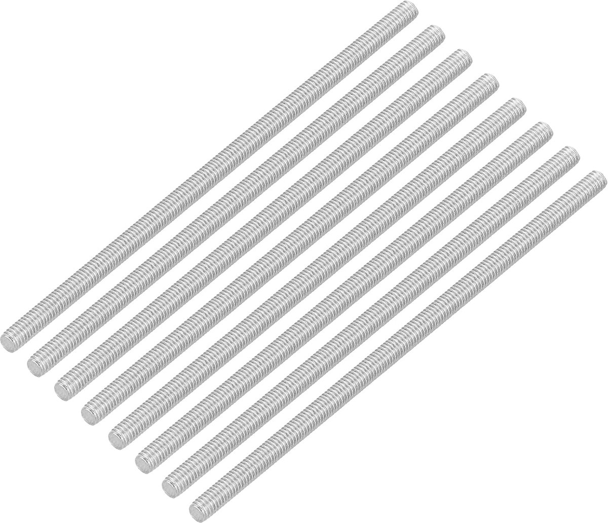 8 stuks draadstangen, M3 x 75 mm roestvrij staal 304 klinknagels stang rechtse schroefdraad M3-0.5 voor montage van meubels en machines